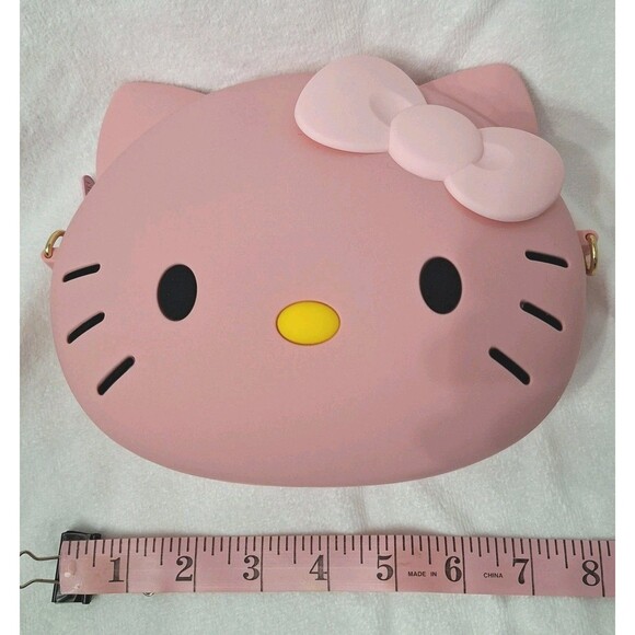 Kawaii Sanrio Hello Kitty Pink Small Crossbody Purse 3D Silicone Bag - Picture 5 of 8
